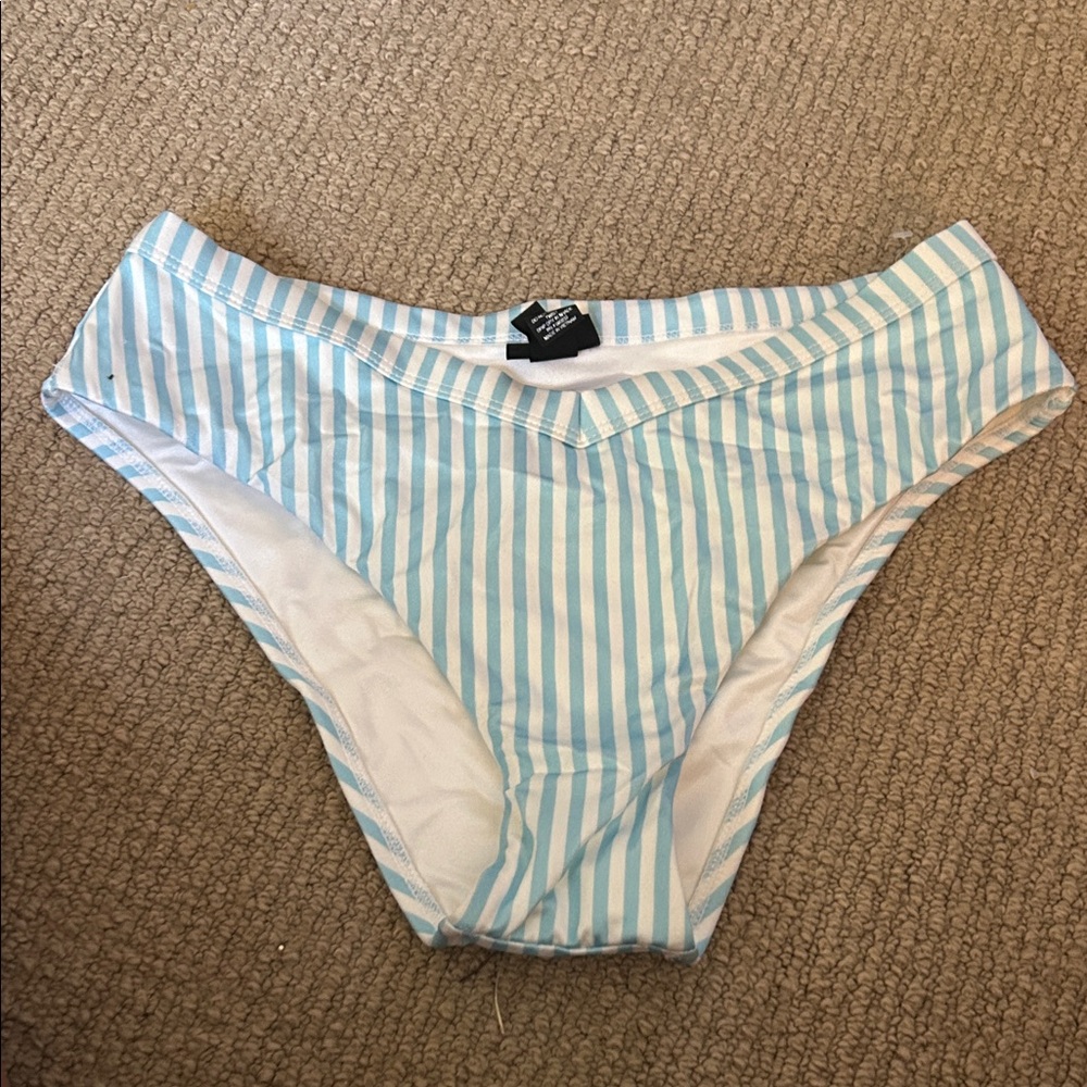 La Hearts Light Blue and White Striped Panties